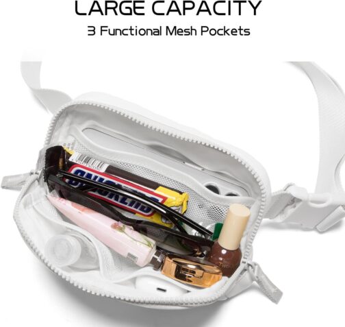 Belt Bag for Women Two-Way Zipper Cross Body Fanny Pack Fashion Waist Packs Everywhere Belt Bag with Adjustable Strap Gifts for Teen Girls Women Men (White) - Image 6