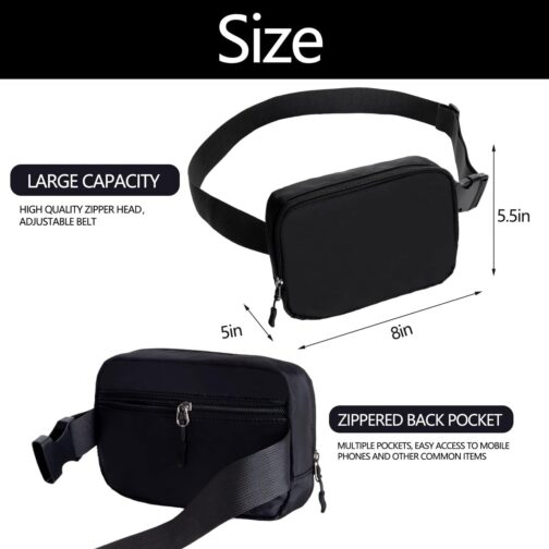 Belt bag Fanny pack crossbody bags for women Everywhere belt bag (black) - Image 2