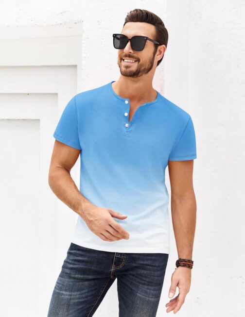 Beotyshow Mens T-Shirts Summer Henley Shirts Short Sleeve Shirt for Men Casual Basic Tee - Image 2