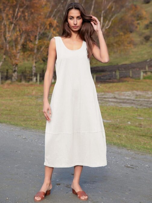 BerryGo Women's Loose Casual Midi Cotton Dresses Sundress Sleeveless Beach Summer Trendy Tank Top Dress with Pockets - Image 3