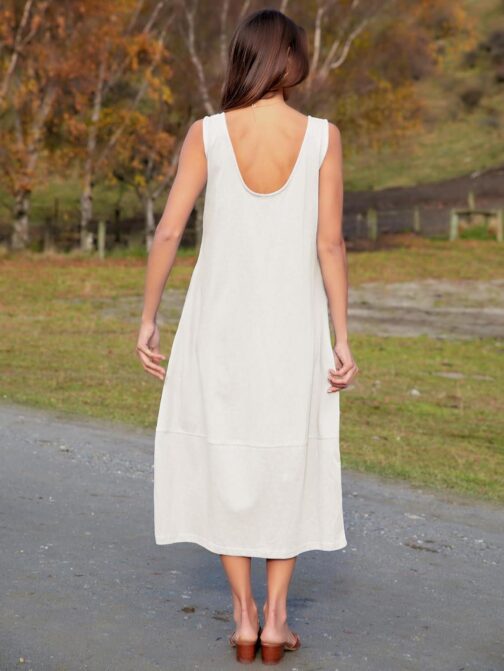 BerryGo Women's Loose Casual Midi Cotton Dresses Sundress Sleeveless Beach Summer Trendy Tank Top Dress with Pockets - Image 5