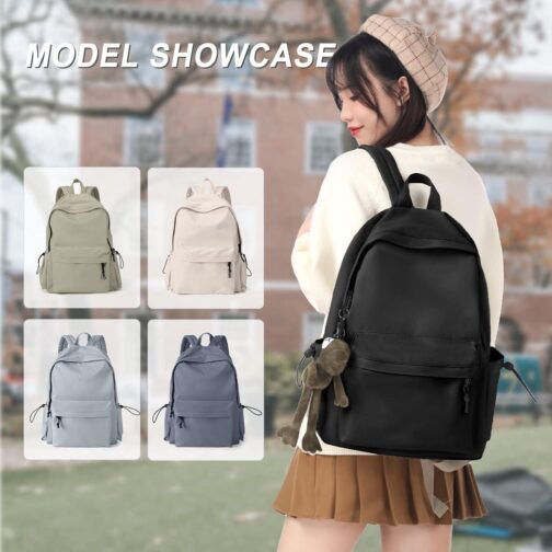 Black Backpack Lightweight Bag Waterproof High Middle Backpack For Cute Aesthetic Backpack Casual Daypack For Men Women - Image 6
