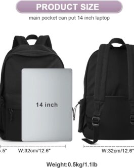 Black Backpack Lightweight Bag Waterproof High Middle Backpack For Cute Aesthetic Backpack Casual Daypack For Men Women