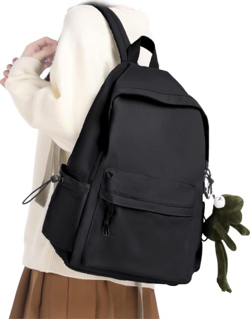 Black Backpack Lightweight Bag Waterproof High Middle Backpack For Cute Aesthetic Backpack Casual Daypack For Men Women