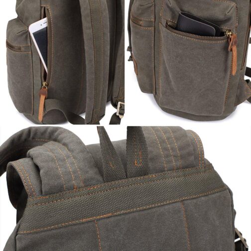 Bluboon Vintage Backpack Leather Trim Casual Bookbag Men Women Laptop Travel Rucksack - Image 6