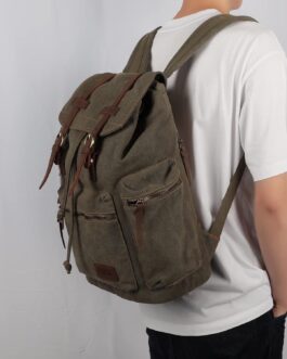 Bluboon Vintage Backpack Leather Trim Casual Bookbag Men Women Laptop Travel Rucksack