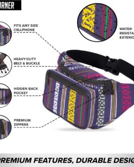 Boho Hippie Fanny Pack Belt Bag I Boho Fanny Packs for Women Fashionable – For Halloween – Crossbody Bag Bum bag Waist Bag Tie Dye Fanny Pack (Navy Vert)