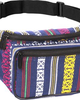 Boho Hippie Fanny Pack Belt Bag I Boho Fanny Packs for Women Fashionable – For Halloween – Crossbody Bag Bum bag Waist Bag Tie Dye Fanny Pack (Navy Vert)