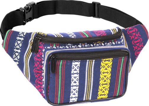 Boho Hippie Fanny Pack Belt Bag I Boho Fanny Packs for Women Fashionable - For Halloween - Crossbody Bag Bum bag Waist Bag Tie Dye Fanny Pack (Navy Vert)