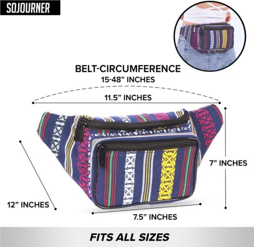 Boho Hippie Fanny Pack Belt Bag I Boho Fanny Packs for Women Fashionable - For Halloween - Crossbody Bag Bum bag Waist Bag Tie Dye Fanny Pack (Navy Vert) - Image 3