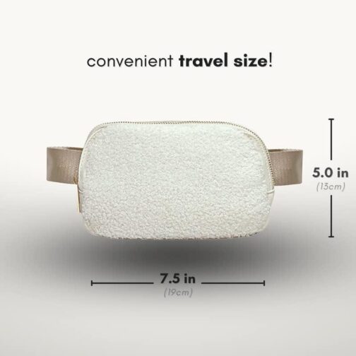 Boutique Fleece Belt Bag | Sherpa Crossbody Bag Fanny Pack for Women Fashionable | Everywhere Waist Pack | Small Fashion Travel Chest Bag (Extended Strap Length, Cream Fleece) - Image 3