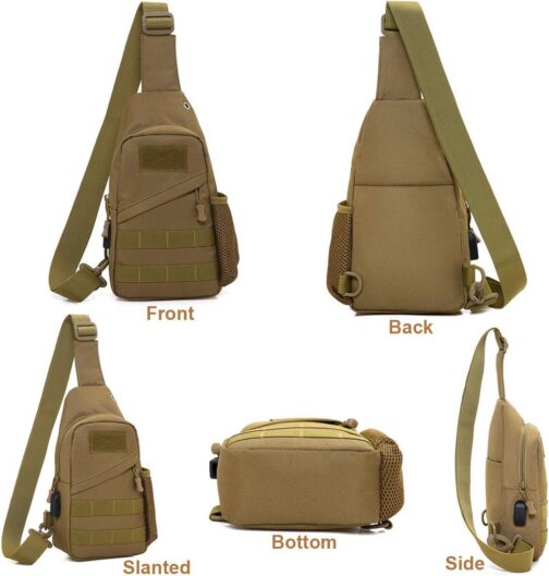 BraveHawk OUTDOORS Tactical Sling Crossbody Bag, 800D Military Nylon Oxford Utility EDC Chest Pack Shoulder Daypack Organizer - Image 2