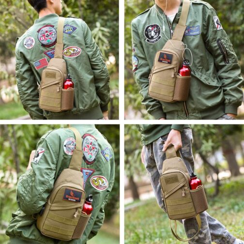 BraveHawk OUTDOORS Tactical Sling Crossbody Bag, 800D Military Nylon Oxford Utility EDC Chest Pack Shoulder Daypack Organizer - Image 6