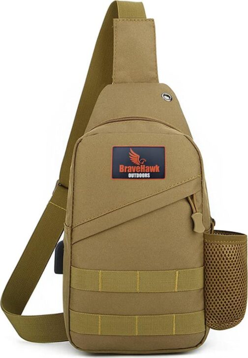 BraveHawk OUTDOORS Tactical Sling Crossbody Bag, 800D Military Nylon Oxford Utility EDC Chest Pack Shoulder Daypack Organizer