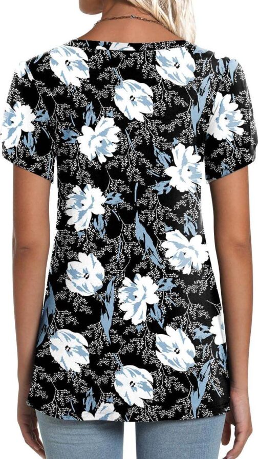 CATHY 2024 Womens Summer Tunics Tops Short Sleeve Casual T-Shirts V Neck Loose Comfy Tee Lightweight Cute Blouse - Image 3