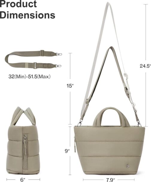 CHOLISS Small Puffer Tote Bag for Women - Quilted Crossbody Bags, Puffy Nylon Satchel Travel Handbags - Image 6