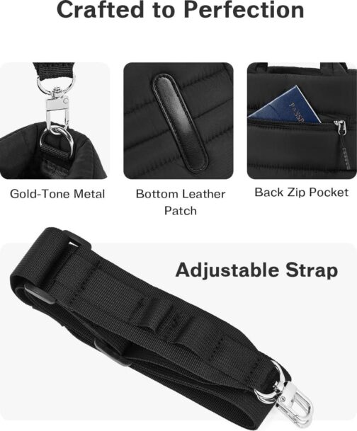 CHOLISS Small Puffer Tote Bag for Women - Quilted Crossbody Bags, Puffy Nylon Satchel Travel Handbags - Image 5