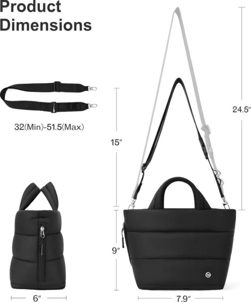 CHOLISS Small Puffer Tote Bag for Women - Quilted Crossbody Bags, Puffy Nylon Satchel Travel Handbags - Image 6