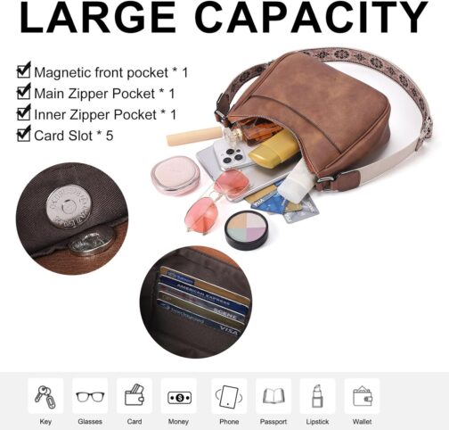 CLUCI Crossbody Bags Purses for Women, Leather Summer Cross Body Bags with Adjustable Strap, Women's Shoulder Handbags 2024 - Image 3