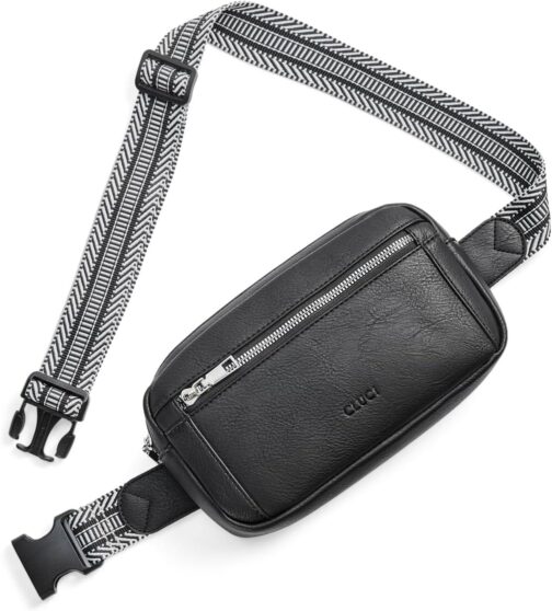 CLUCI Small Leather Belt Bag for Women Fashionable Fanny Pack Cross Body Bag Waist Pack