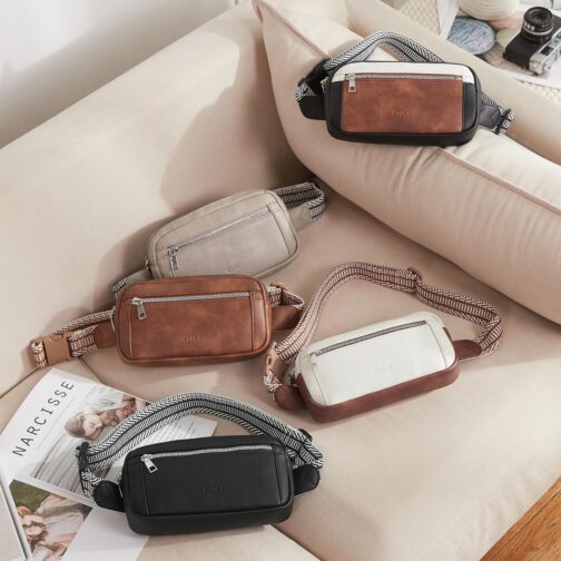 CLUCI Small Leather Belt Bag for Women Fashionable Fanny Pack Cross Body Bag Waist Pack - Image 2