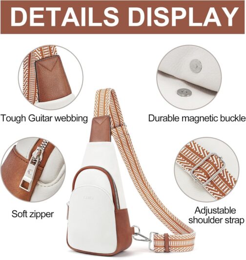 CLUCI Small Sling Bag for Women Crossbody, Faux Leather Trendy Waist Packs with Guitar Strap, Women's Fanny Packs - Image 4