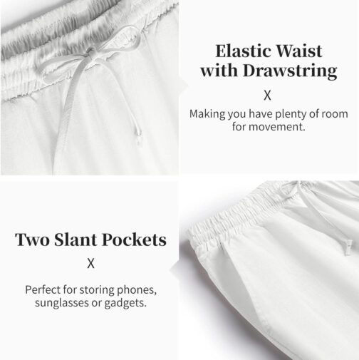 COOFANDY Men's 2 Pieces Cotton Linen Set Casual Short Sleeve Henley Shirts Beach Yoga Pants Summer Outfits - Image 6