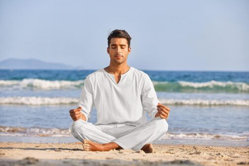 COOFANDY Men's 2 Pieces Cotton Linen Set Henley Shirt Long Sleeve and Casual Beach Pants Summer Yoga Outfits - Image 8