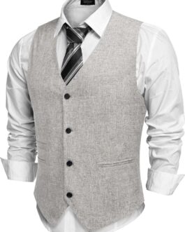 COOFANDY Men’s Casual Business Vests Lightweight Waistcoat Slim Fit Suit Vest