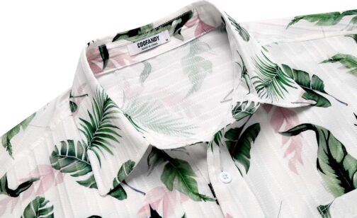 COOFANDY Men's Casual Button Down Shirts Short Sleeve Textured Summer Beach Shirt with Pocket - Image 5
