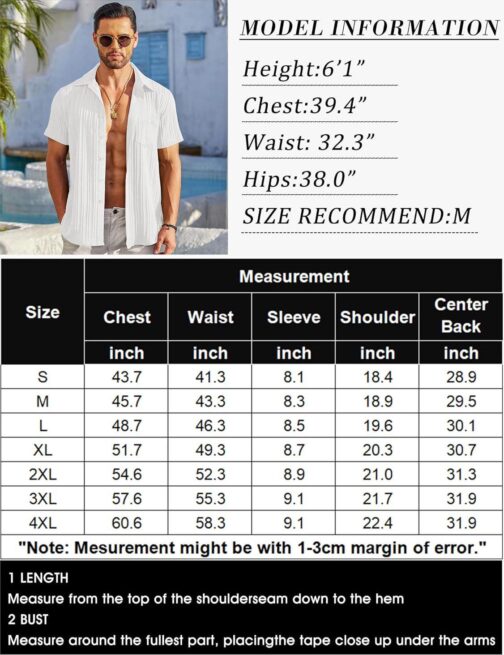 COOFANDY Men's Casual Button Down Shirts Short Sleeve Textured Summer Beach Shirt with Pocket - Image 6
