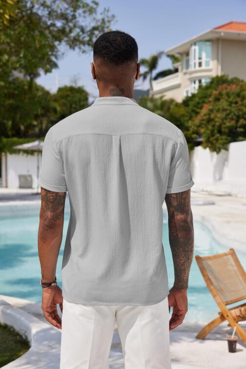 COOFANDY Men's Casual Henley Tee Shirt Band Collar Short Sleeve Summer Beach Hippie T Shirts - Image 3