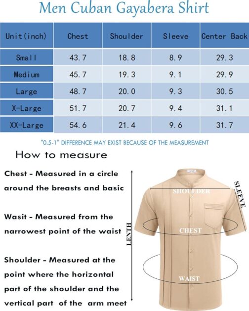 COOFANDY Men's Cuban Guayabera Shirt Cotton Linen Short Sleeve Button Down Shirts Casual Band Collar Summer Shirt - Image 6
