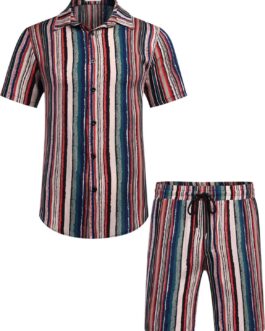 COOFANDY Men’s Hawaiian Matching Set Summer Beach 2 Piece Outfits Flower Shirts and Shorts