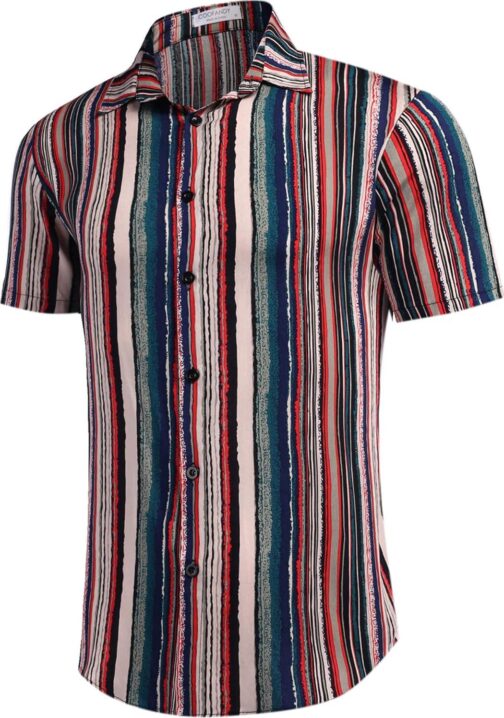 COOFANDY Men's Hawaiian Matching Set Summer Beach 2 Piece Outfits Flower Shirts and Shorts - Image 4