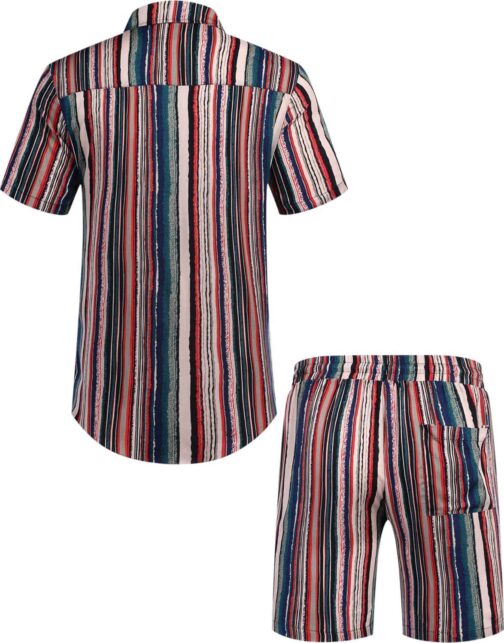 COOFANDY Men's Hawaiian Matching Set Summer Beach 2 Piece Outfits Flower Shirts and Shorts - Image 3