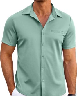 COOFANDY Men’s Short Sleeve Button Down Wrinkle Free Shirt Summer Casual Stretch Untucked Dress Shirts