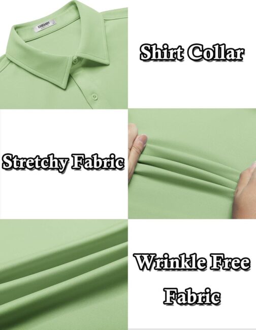 COOFANDY Mens Casual Wrinkle Free Shirts Short Sleeve Button Down Summer Stretch Dress Shirt - Image 4