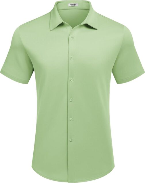 COOFANDY Mens Casual Wrinkle Free Shirts Short Sleeve Button Down Summer Stretch Dress Shirt - Image 3