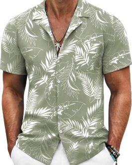 COOFANDY Mens Hawaiian Shirt Short Sleeve Floral Button Down Shirts Tropical Summer Beach Shirts Camp Collar Shirt