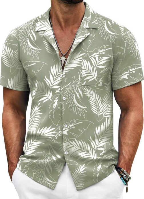 COOFANDY Mens Hawaiian Shirt Short Sleeve Floral Button Down Shirts Tropical Summer Beach Shirts Camp Collar Shirt