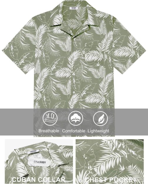 COOFANDY Mens Hawaiian Shirt Short Sleeve Floral Button Down Shirts Tropical Summer Beach Shirts Camp Collar Shirt - Image 5