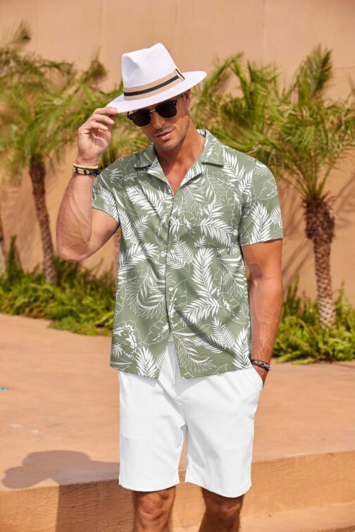 COOFANDY Mens Hawaiian Shirt Short Sleeve Floral Button Down Shirts Tropical Summer Beach Shirts Camp Collar Shirt - Image 4