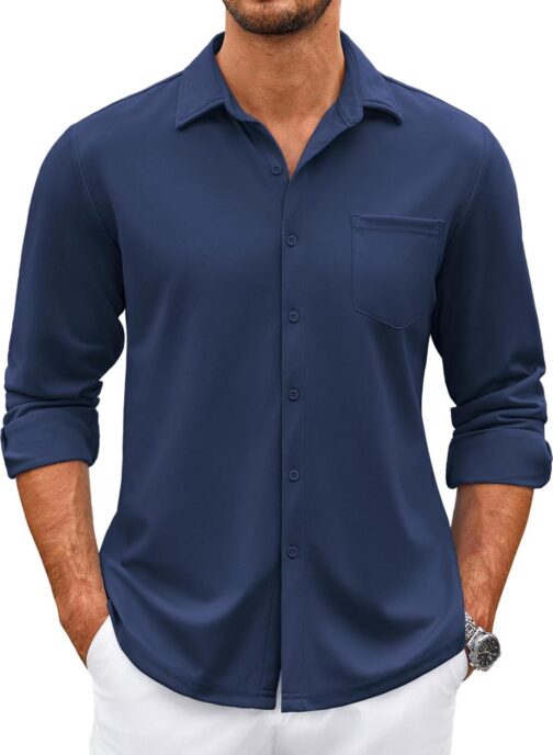 COOFANDY Mens Wrinkle Free Dress Shirts Long Sleeve Untucked Shirts Casual Button Down Shirts