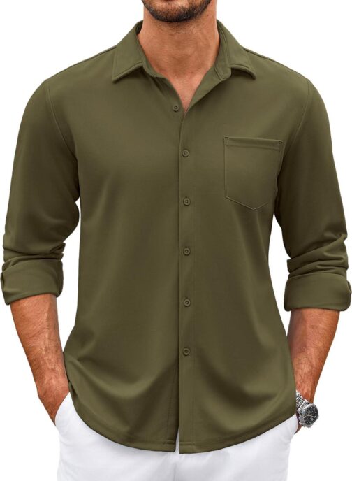 COOFANDY Mens Wrinkle Free Dress Shirts Long Sleeve Untucked Shirts Casual Button Down Shirts