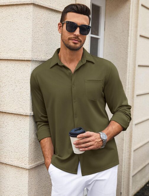 COOFANDY Mens Wrinkle Free Dress Shirts Long Sleeve Untucked Shirts Casual Button Down Shirts - Image 3