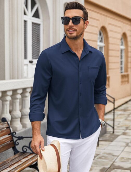 COOFANDY Mens Wrinkle Free Dress Shirts Long Sleeve Untucked Shirts Casual Button Down Shirts - Image 4