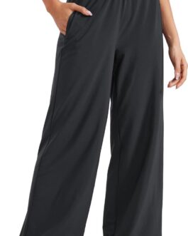 CRZ YOGA Lightweight Wide Leg Pants for Women 30  High Waisted Casual Lounge Travel Work Pants with Pockets Loose Fit Summer