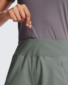 CRZ YOGA Women’s Lightweight Mid Rise Hiking Shorts 4” – Stretch Athletic Summer Travel Outdoor Golf Shorts Zip Pockets