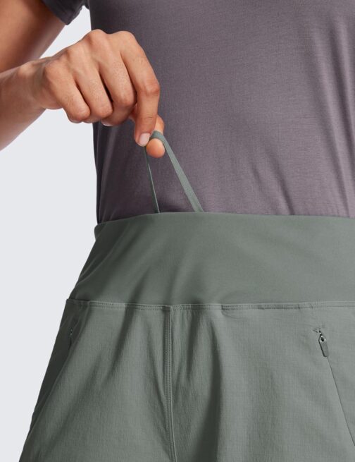 CRZ YOGA Women's Lightweight Mid Rise Hiking Shorts 4'' - Stretch Athletic Summer Travel Outdoor Golf Shorts Zip Pockets - Image 2